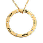 18K 골드 도금 패밀리 링 다이아몬드 네임 목걸이