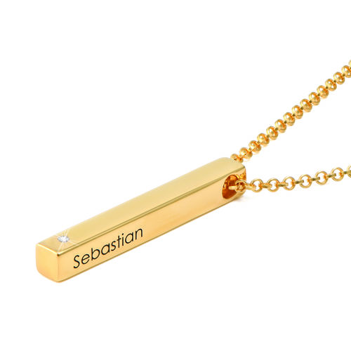 18K 골드 베르메이 3D 바 다이아몬드 목걸이 - 1