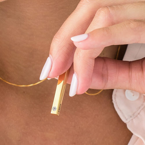 18K 골드 베르메이 3D 바 다이아몬드 목걸이 - 4