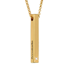 18K 골드 베르메이 3D 바 다이아몬드 목걸이