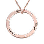 18K 로즈 골드 도금 패밀리 링 다이아몬드 네임 목걸이