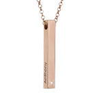 18K 로즈 골드 도금 3D 바 다이아몬드 목걸이