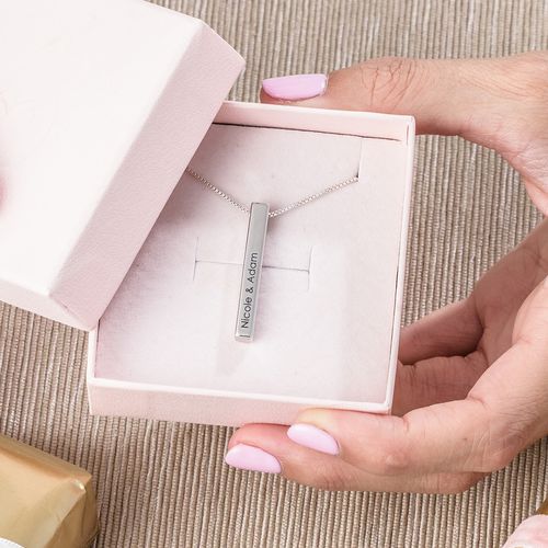 스털링 실버 3D 바 네임 목걸이 - 5