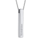 스털링 실버 3D 바 네임 목걸이