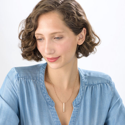 18K 로즈 골드 도금 3D 바 네임 목걸이 - 3