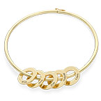 둥근 모양 펜던트가 있는 도금 뱅글 팔찌