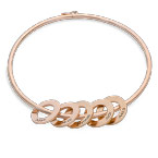 둥근 모양 펜던트가 있는 로즈 골드 도금 뱅글 팔찌