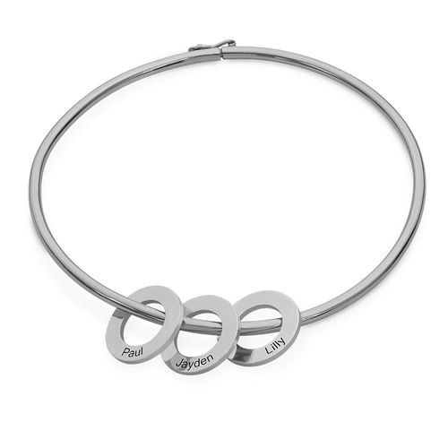 멀티플 써클 펜던트가 있는 은 뱅글 팔찌 - 1