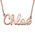 로즈 골드 도금의 필기체 네임 목걸이