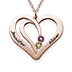 탄생석 각인 커플 목걸이 - 로즈 골드 도금