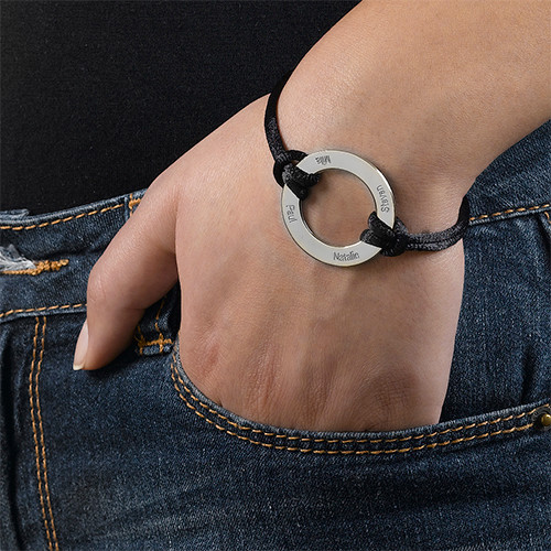 은으로 된 각인 인피니티 서클 팔찌 - 2