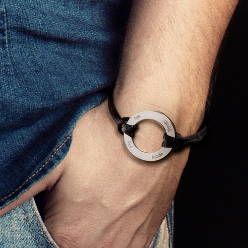 은으로 된 각인 인피니티 서클 팔찌 - 3