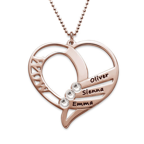 탄생석 각인 엄마 목걸이 - 로즈 골드 도금 - 2