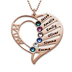 탄생석 각인 엄마 목걸이 - 로즈 골드 도금