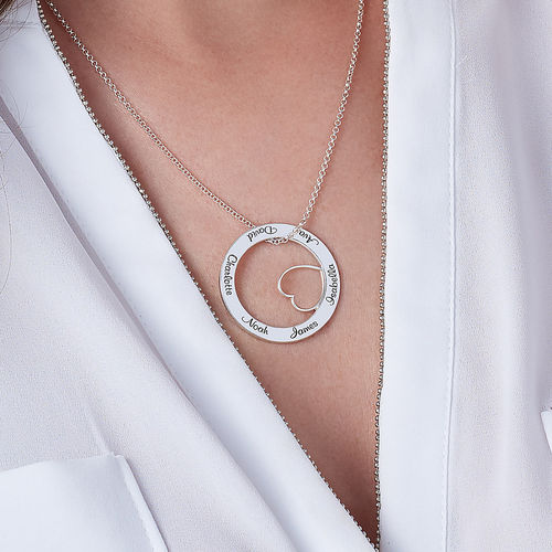 Family Love Circle Pendant Necklace - 2