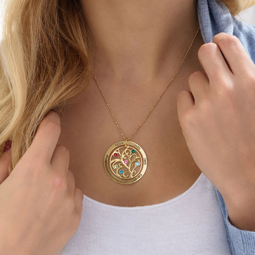 패밀리 트리 탄생석 목걸이 - 10ct 옐로 골드 - 4