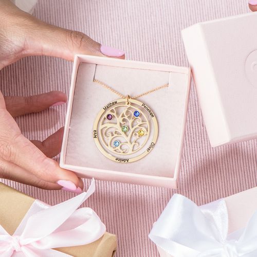 패밀리 트리 탄생석 목걸이 - 10ct 옐로 골드 - 5