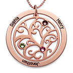로즈 골드 도금된 패밀리 트리 네임/탄생석 목걸이
