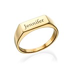 18K 골드 도금 각인 납작도장 반지