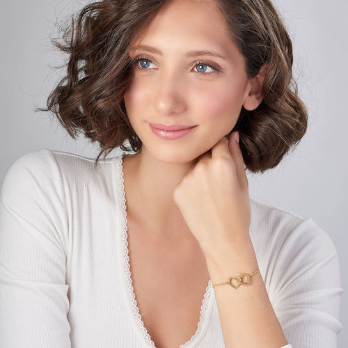 18K 골드 도금 인터로킹 하트 팔찌 - 2