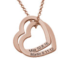 18ct 로즈 골드 도금으로 된 인터로킹 하트 목걸이