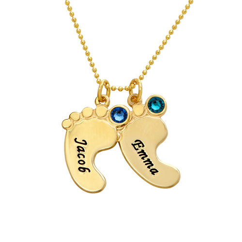 엄마 쥬얼리 - 10ct 옐로 골드의 아기 발 목걸이 - 2