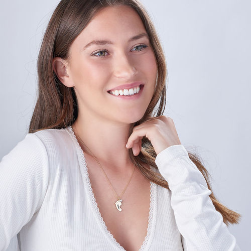 엄마 쥬얼리 - 10ct 옐로 골드의 아기 발 목걸이 - 4