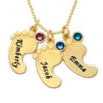 엄마 쥬얼리 - 10ct 옐로 골드의 아기 발 목걸이