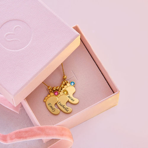 엄마 쥬얼리 - 도금된 아기 발 목걸이 - 6