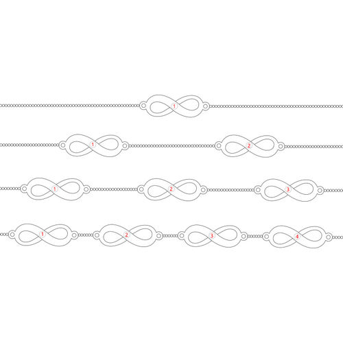 여러 개의 펜던트가 있는 로즈 골드 도금 인피니티 팔찌 - 6