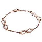 여러 개의 펜던트가 있는 로즈 골드 도금 인피니티 팔찌