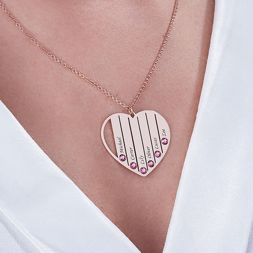 로즈 골드 도금의 엄마 탄생석 목걸이 - 5