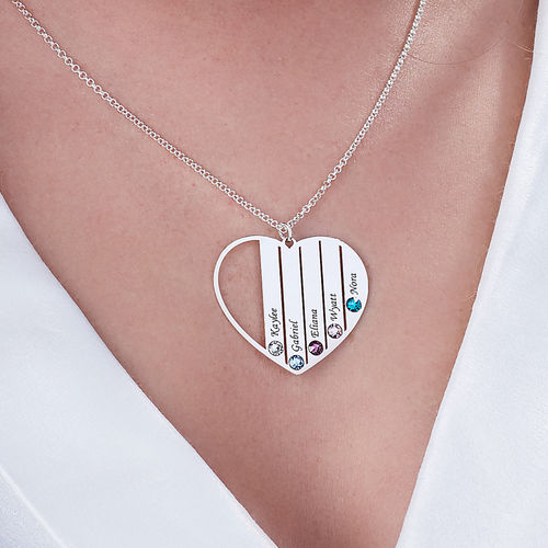 스털링 실버 엄마 탄생석 목걸이 - 5