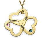 골드 도금의 맞춤 트리플 하트 목걸이