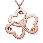 로즈 골드 도금의 맞춤 트리플 하트 목걸이