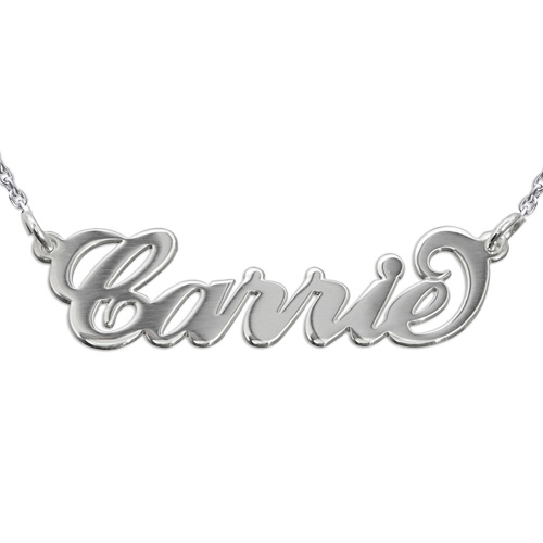 Extra Thick Silver Name Necklace With Rollo Chain