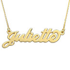 작은 사이즈 10ct 옐로 골드 ‘캐리’ 스타일 네임 목걸이