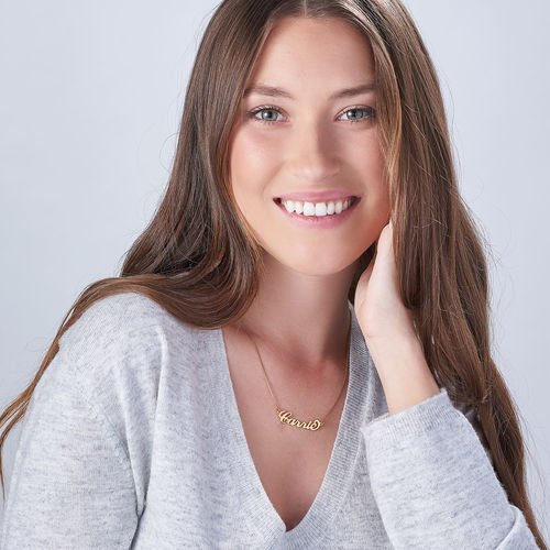 작은 사이즈 14ct 금 ‘캐리’ 스타일 네임 목걸이 - 1