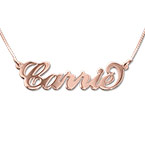 18K 로즈 골드 도금 스몰 캐리 네임 목걸이