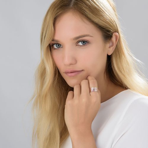 18K 로즈 골드 도금 레이어드 탄생석 네임 반지 - 4