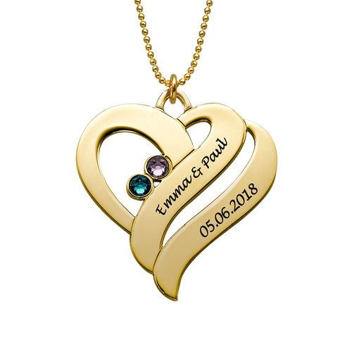 두 개의 하트가 있는 포에버 원 목걸이 - 10ct 금 - 1