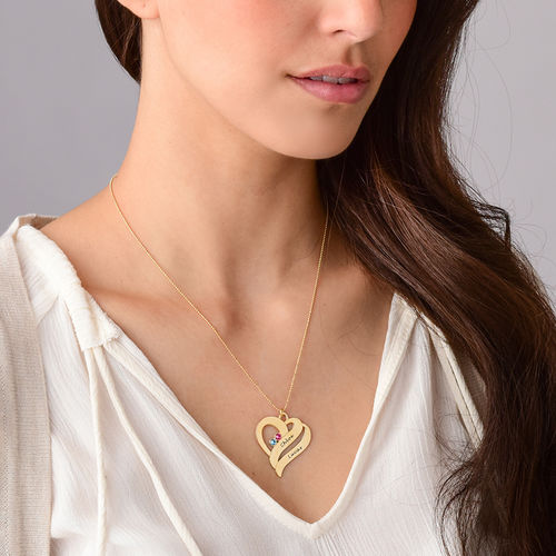 두 개의 하트가 있는 포에버 원 목걸이 - 10ct 금 - 5