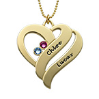 두 개의 하트가 있는 포에버 원 목걸이 - 10ct 금