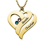 두 개의 하트가 있는 포에버 원 목걸이 - 18ct 도금