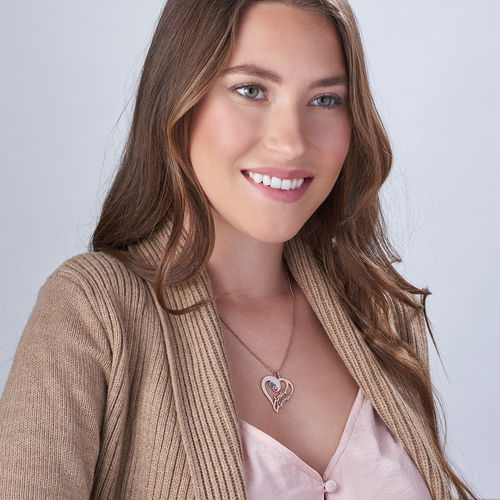 두 개의 하트가 있는 포에버 원 목걸이 - 로즈 골드 도금 - 2