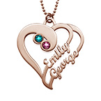 두 개의 하트가 있는 포에버 원 목걸이 - 로즈 골드 도금