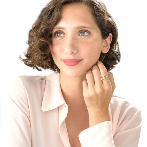 18K 골드 도금 더블 네임 반지 - 3