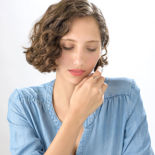 18K 로즈 골드 도금 더블 네임 반지 - 3