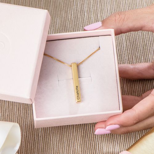 금박으로 된 각인 3D 바 목걸이 - 4