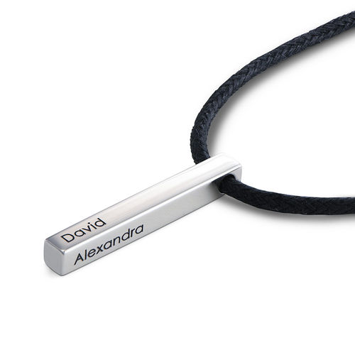 스털링 실버 남성 3D 바 네임 목걸이 - 1